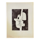 Modern composition drawing 1970 by François de Chabot