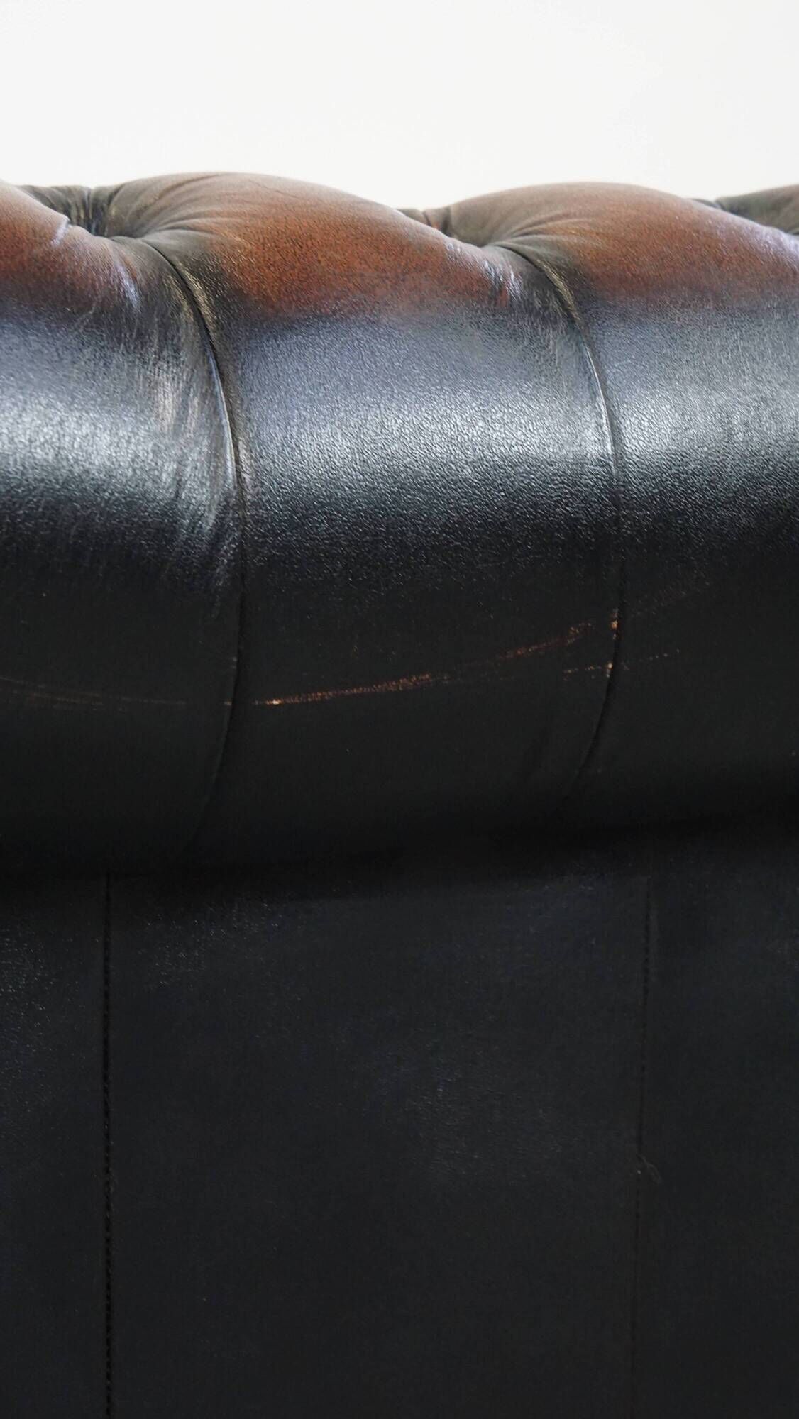 Classic English Chesterfield 2.5 seater sofa in brown cowhide