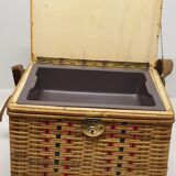 Wicker fishing stool, fisherman's seat chest