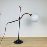 Art Deco lamp goes up and down opaline brass