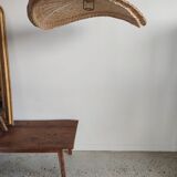 Rattan suspension or shade in the shape of a braided undulating circular tray d:80