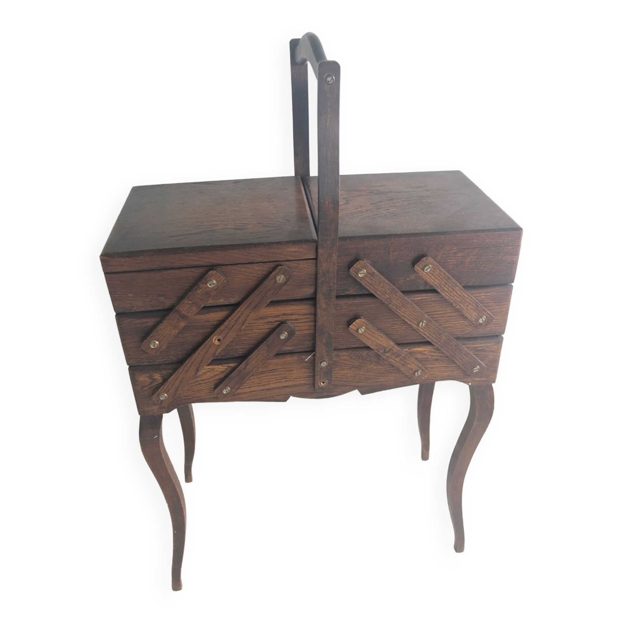 Vintage wood worker with sewing kit