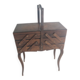 Vintage wood worker with sewing kit