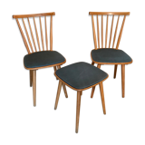 Set of 2 chairs with bars and a stool vintage compass feet 1960's