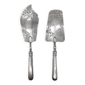 Fish serving cutlery in solid silver, Russia 19th century