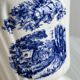 Porcelain sauce boat with blue pastoral pattern