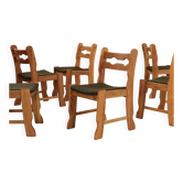 Solid oak chairs, France, 1960s