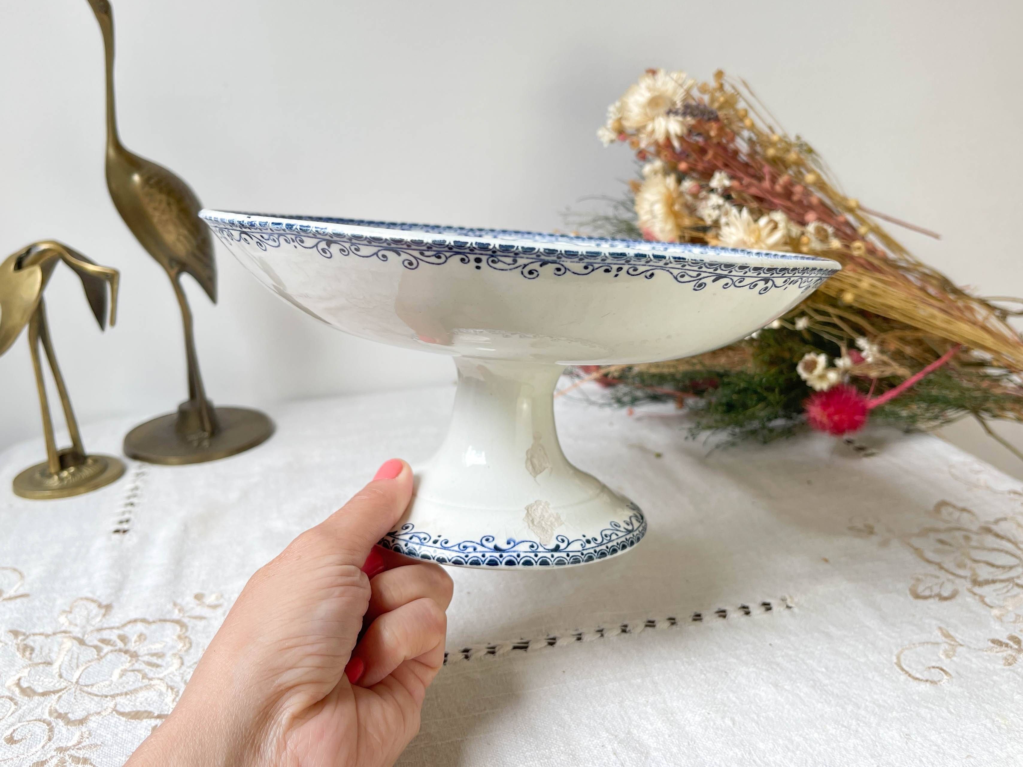 Vintage pedestal dish terre de fer hb&c balzac made in france