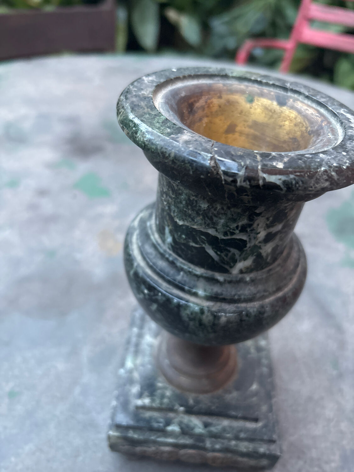 Pair of green marble vases