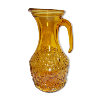 Carafe vintage en verre transparent ambre
