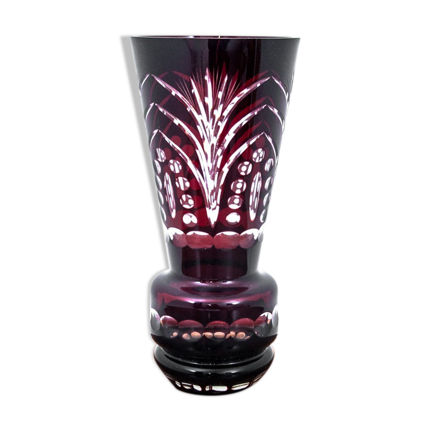 Maroon crystal vase, Poland, 1970s