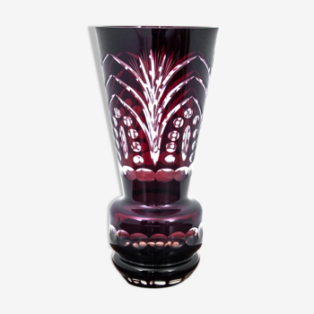 Maroon crystal vase, Poland, 1970s