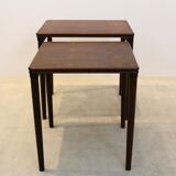 Danish set dark Oak Nesting Tables by E. W. Bach for Møbelfabrikken Toften, 1960s