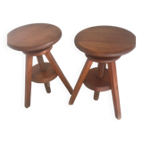 Pair of vintage tripod stools