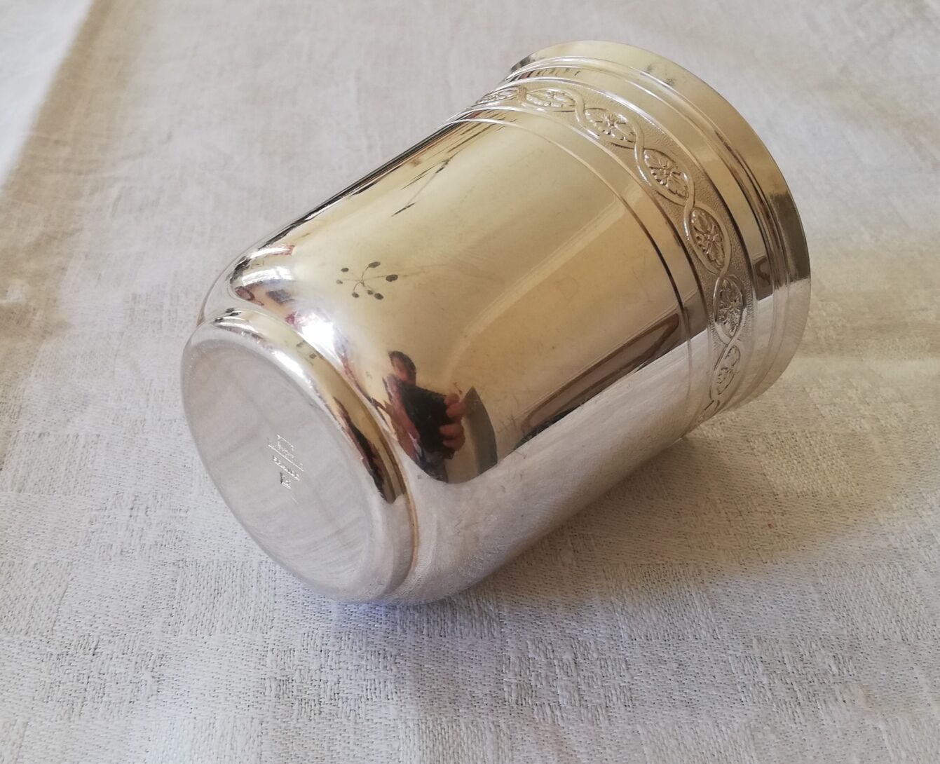 Timbale coquetier towel round plate empty pocket Christofle (Villeroy collection)