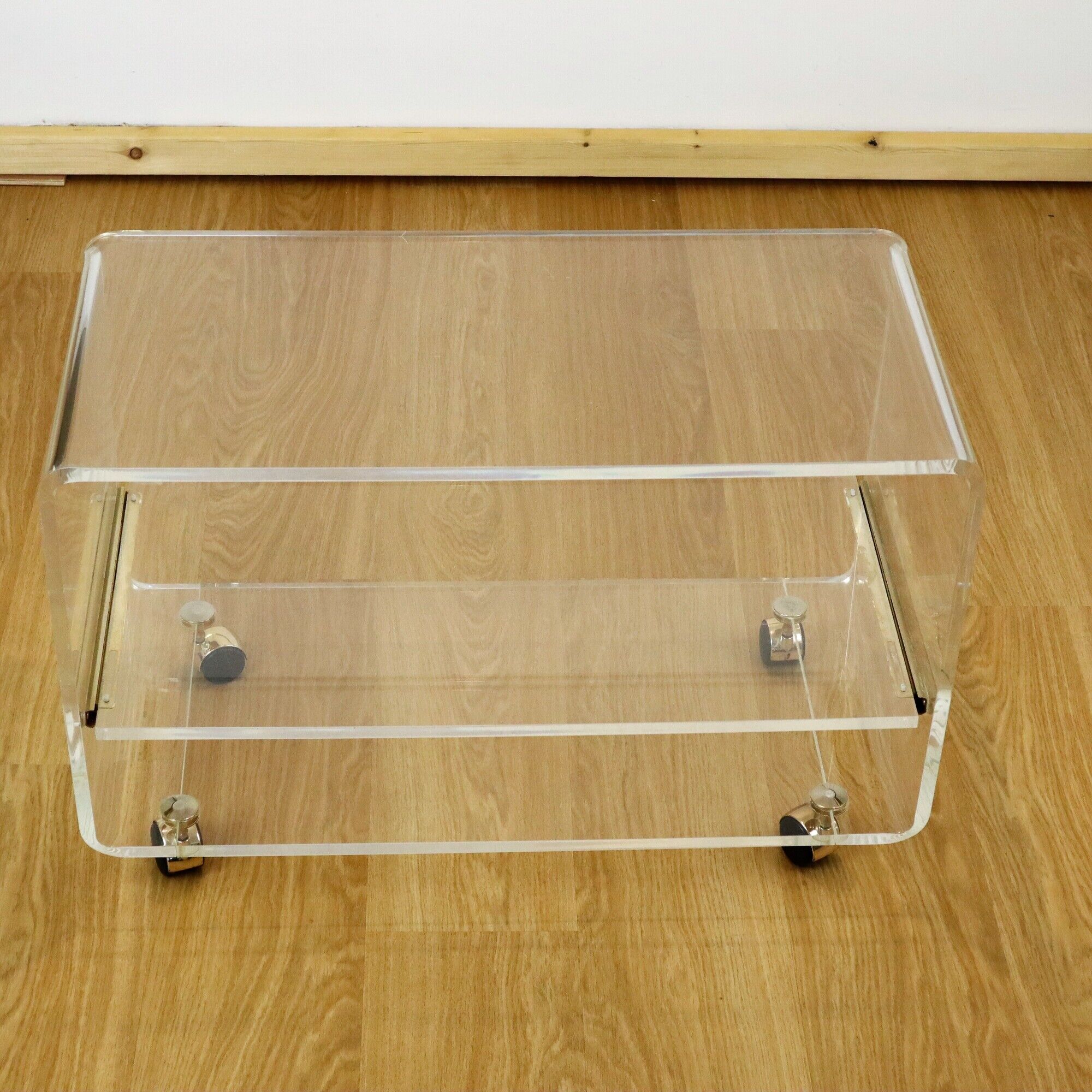 Design TV furniture Coffee table Plexiglas Perspex David Lange Les Invisibles 1970