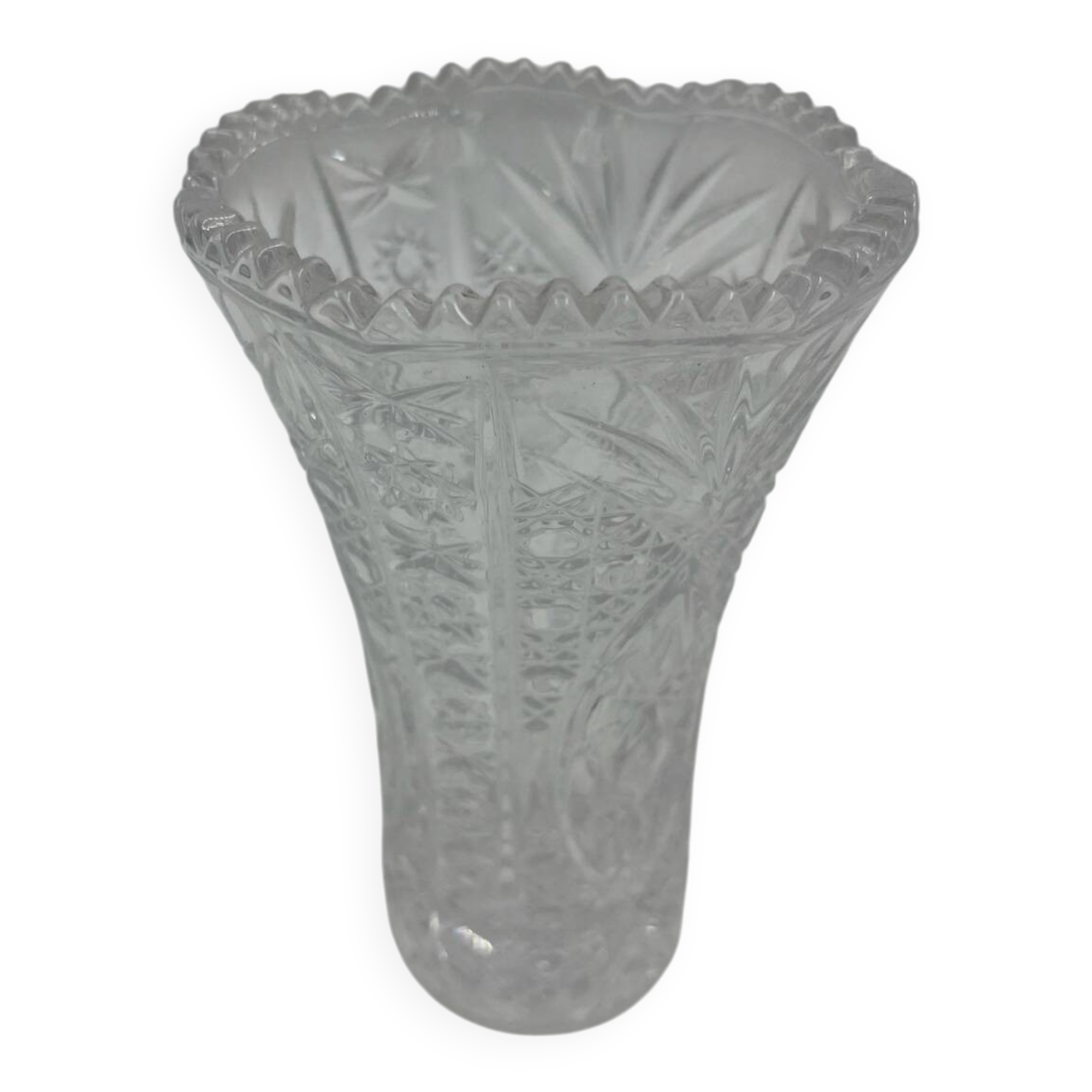 Antique cut Bohemian crystal vase