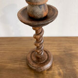 Twisted wooden candle holder