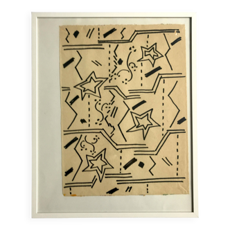 Elie dayan, untitled (abstract composition 1). felt pen on paper