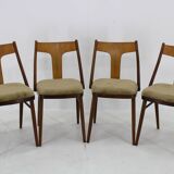 1950s Set of Four Restored Dining Chairs in Walnut, Czechoslovakia