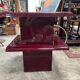 Pair of vintage coffee tables in burgundy lacquer by David Lange