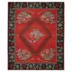 Vintage Red Caucasian Kilim Rug Handwoven Tribal Wool Flatweave Carpet