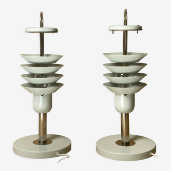 Pair danish scandinavian space age architectural table lamps