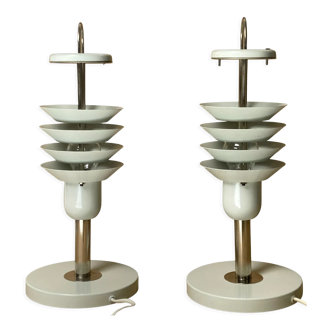 Pair danish scandinavian space age architectural table lamps