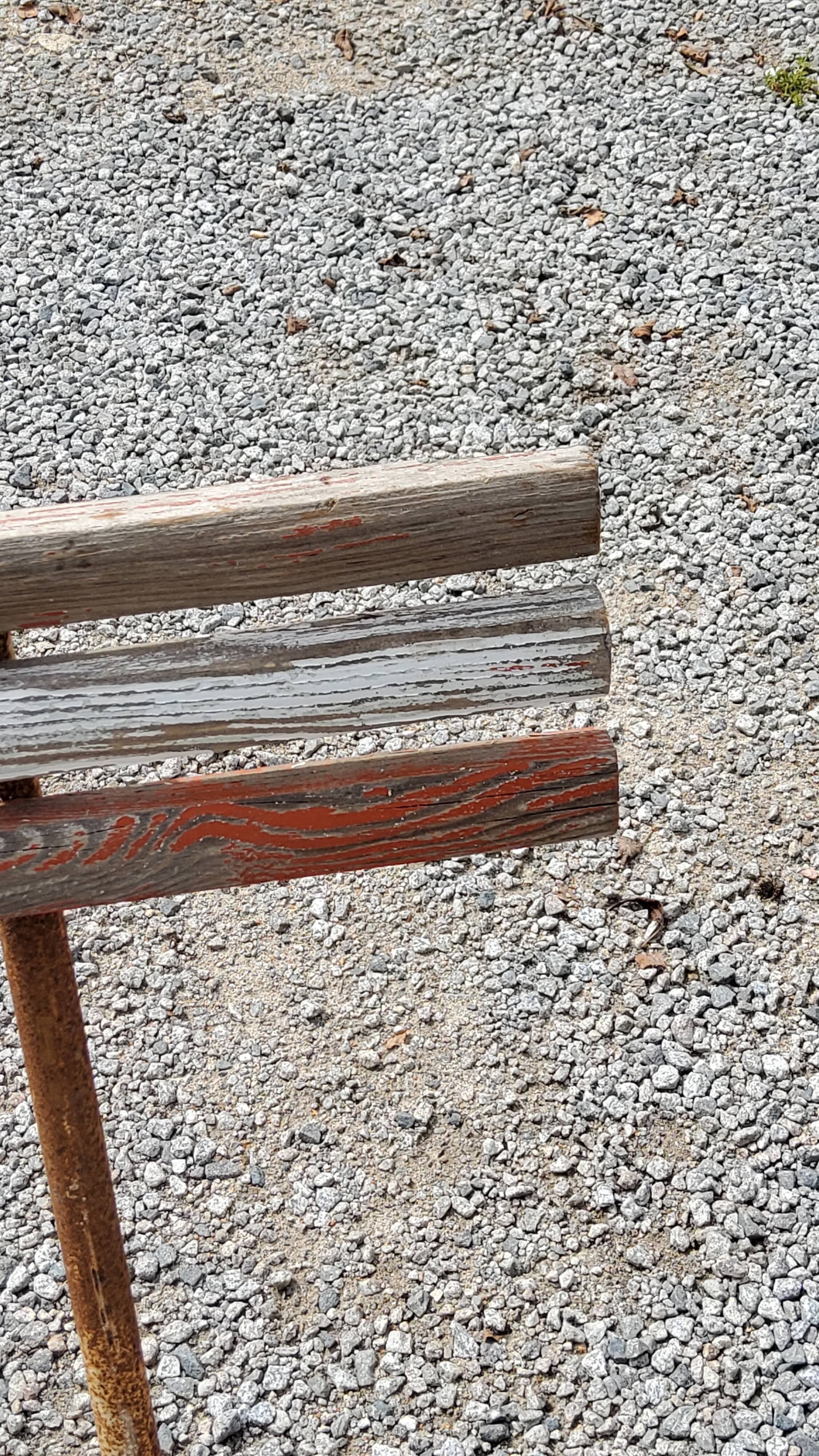 Garden bench with folding wooden slats base tubes from the 50s