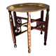 Syrian tea coffee table, mother-of-pearl wood and brass top