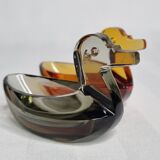 Pair of vintage colored crystal salerons, 8 cm