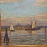 E. Van Laars Boats On  a Lake, mid 20th Century