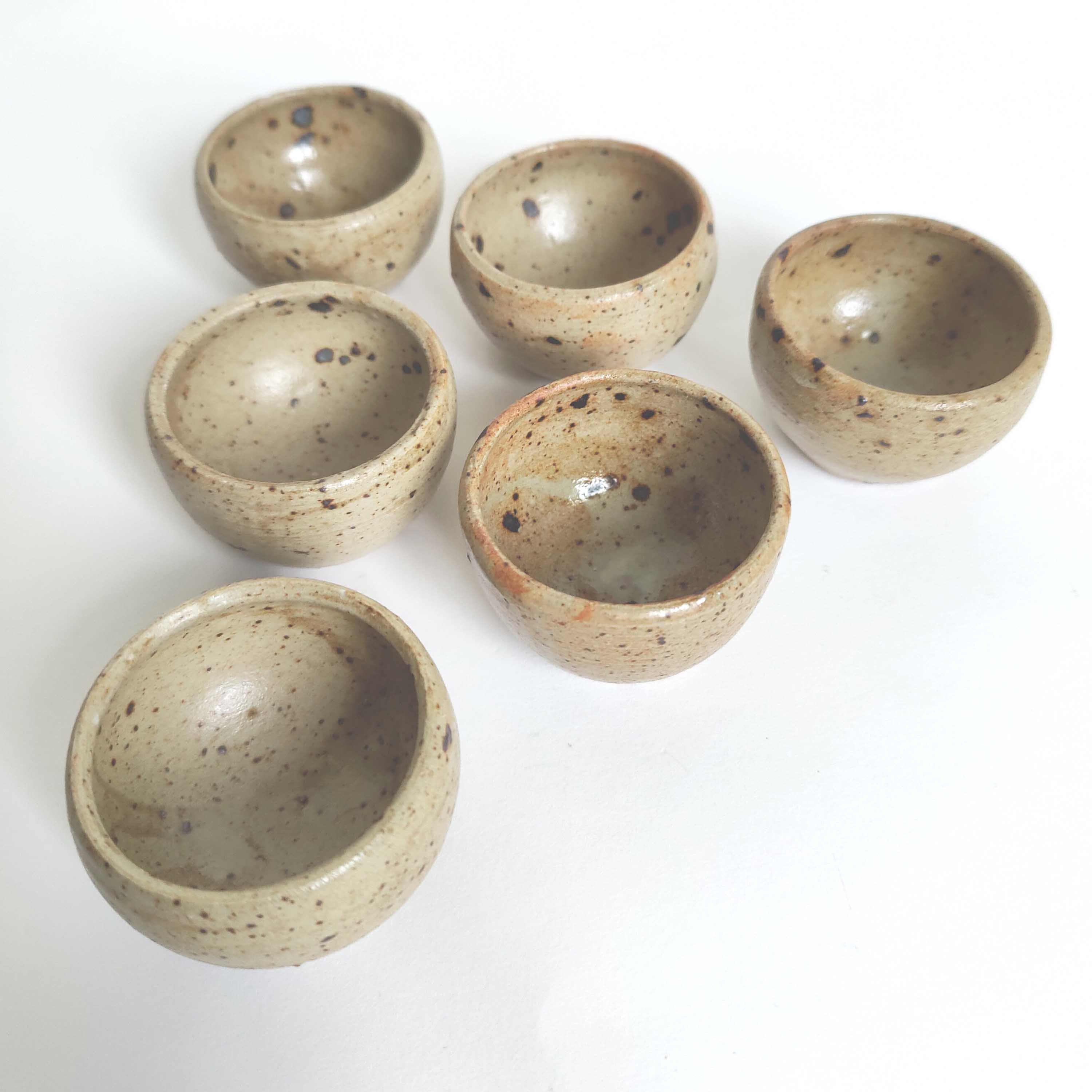 Set of 6 vintage stoneware egg cups