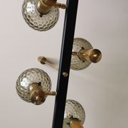 Vintage metal painted chandelier, brass and glass.