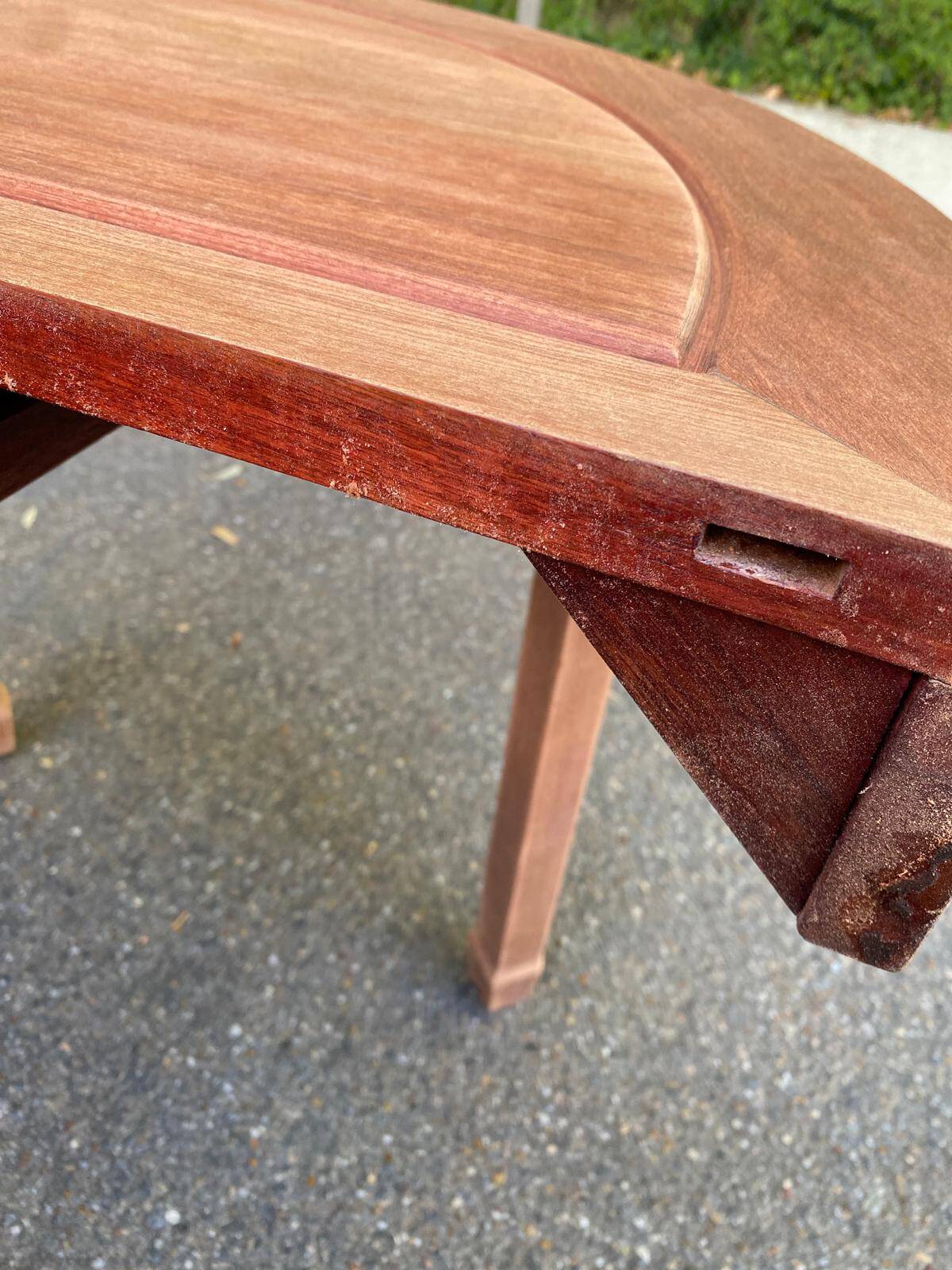 Table à manger ronde extensible décapé en bois massif brut chinois Ming 196