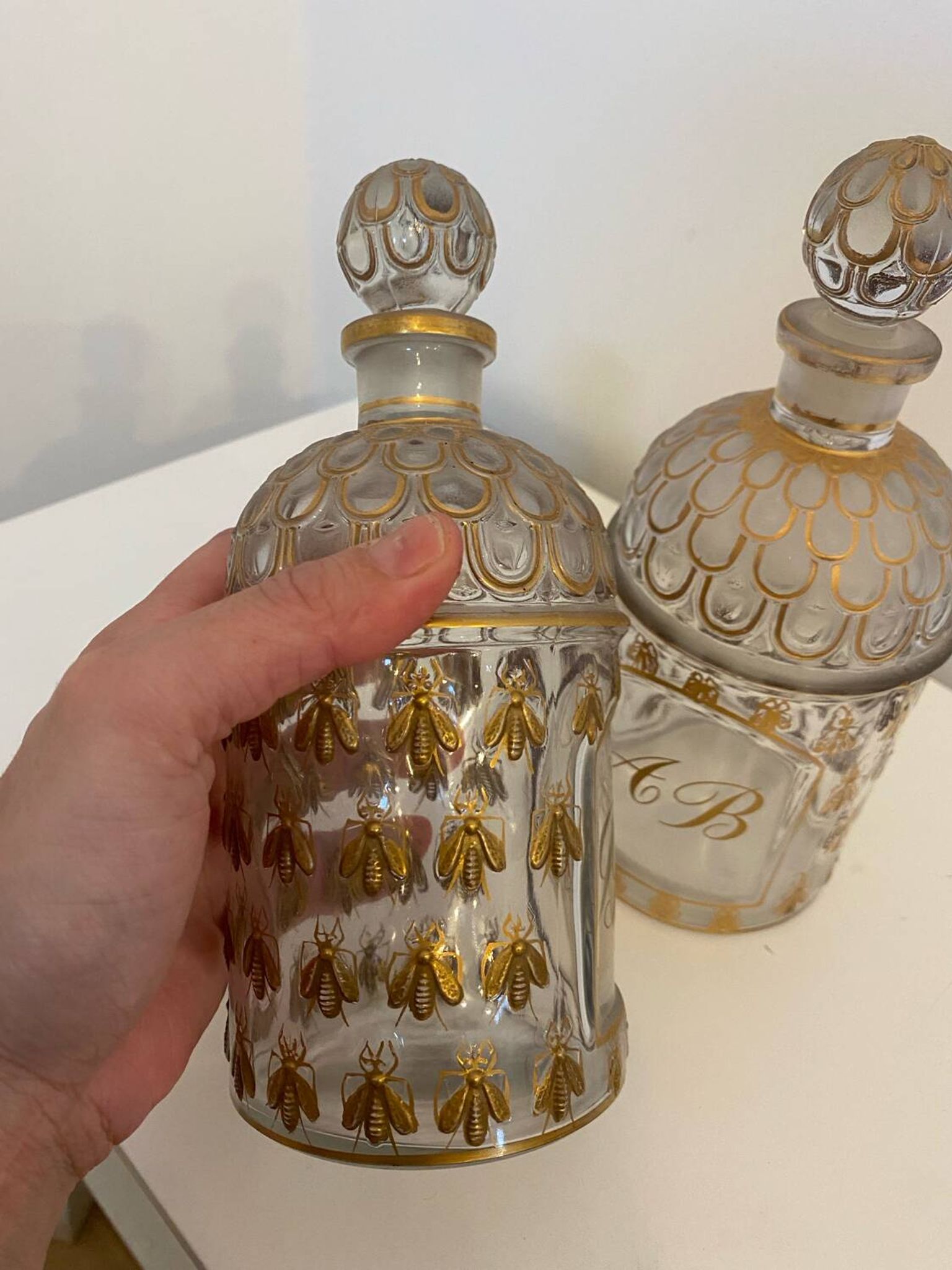 Lot of 2 vintage Guerlain Cologne perfume bottles.
