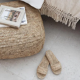 Pouf square floor cushion in natural bohemian jute raffia