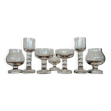 Unique luxurious set of 7 design glasses by Moser for Hotel Prag, 1970s