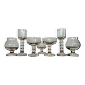 Ensemble unique et luxueux de 7 verres design par Moser pour l'Hôtel Prag, années 1970.