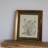 Painting drawing the city Jules Mougin, the poet postman Abstract art brut