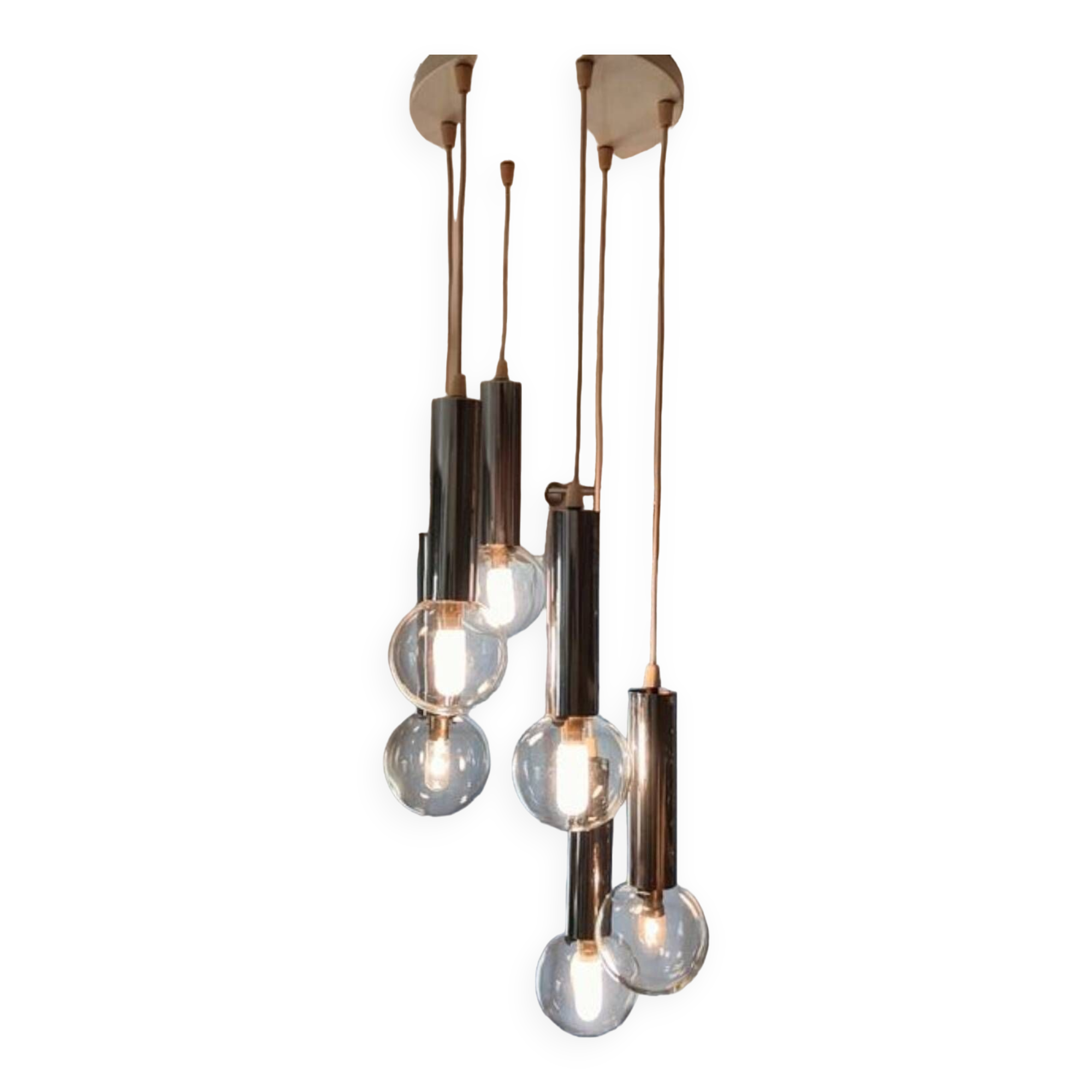 Vintage waterfall chandelier pendant 1960 70s