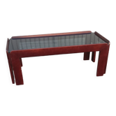 Table basse vintage acajou et verre