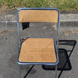 Folding chair in cane and chromed steel Vintage