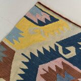8x11 Vintage Multicolor Handmade Wool Kilim Rug, 254x348Cm