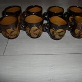 Set of 8 large enameled terracotta cups