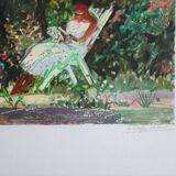 Yvonne Cheffer Delouis: Madeleine in Hendaye, original signed lithograph