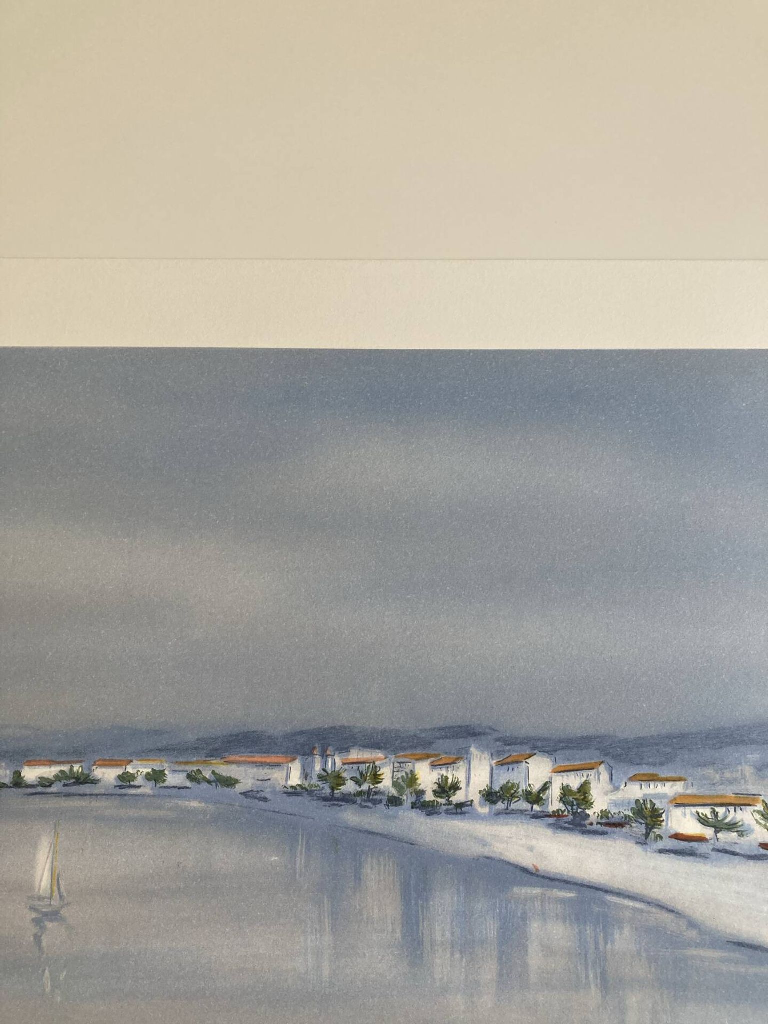 Lithograph signed by the French artist Victor ZAROU - Coastal view