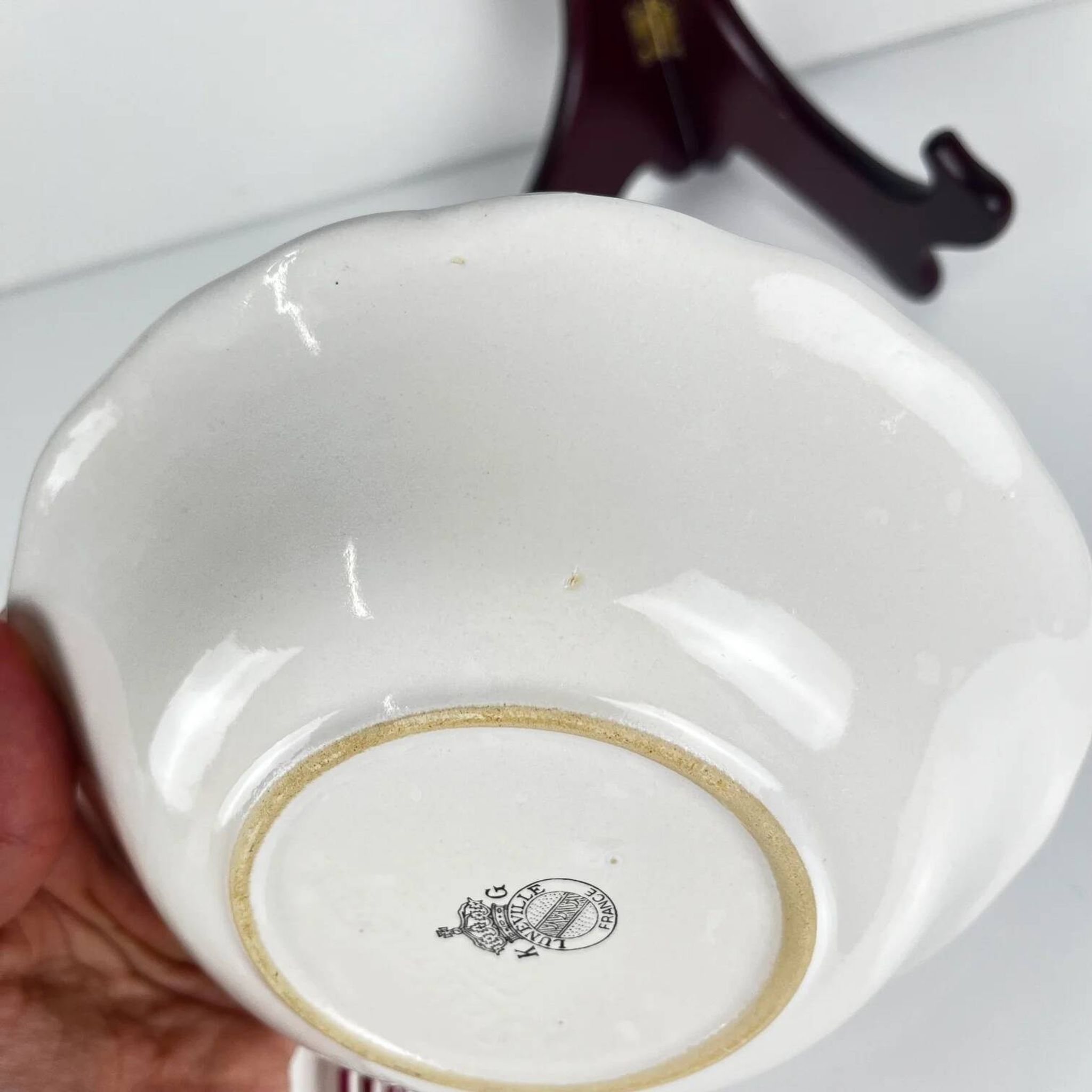 Set of 6 bowls, Réverbère model by KG Lunéville, tulip and rose pattern.