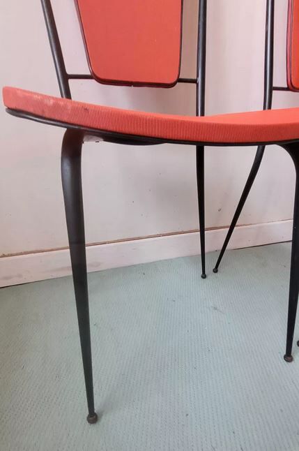 Pair of vintage chairs metal black skai red
