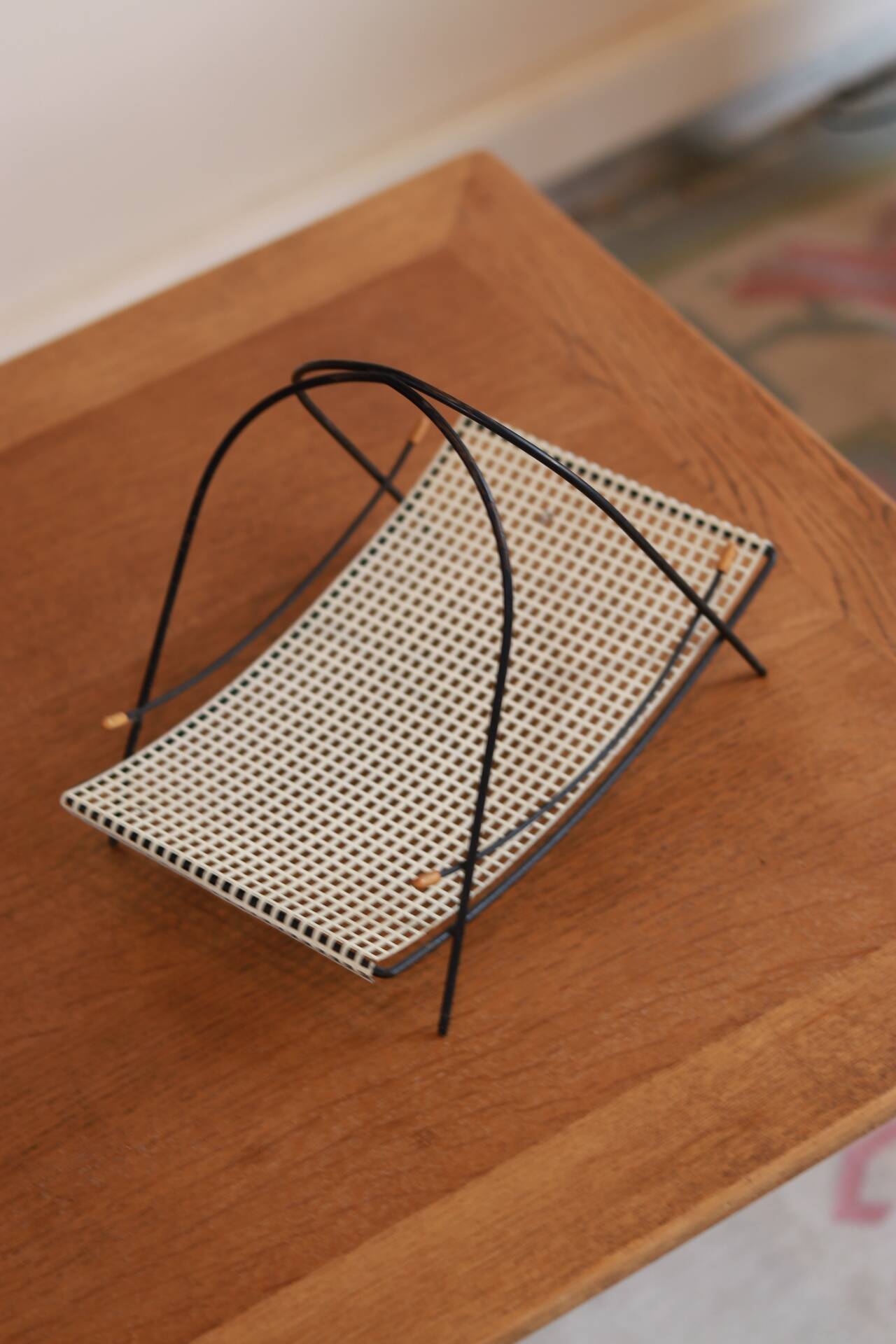 Mid-century perforated metal basket